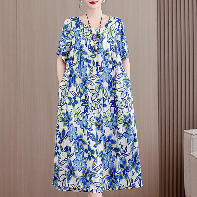 

Літні великі сукні, елегантні довгі жіночі сукні з коротким рукавом і великим розміром 3XL