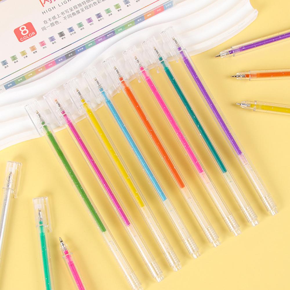 Conjunto de Canetas Esferográficas Metálicas com Glitter de 8 Cores Presente de Luxo para Artistas, Journaling, Artesanato DIY, Scrapbooking