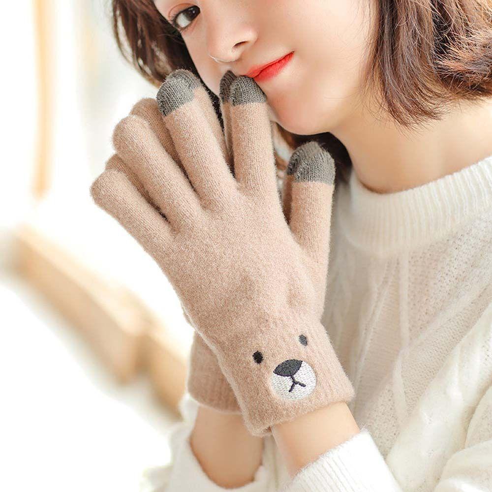 Five-finger Knitted Jacquard Women Driving Gloves  Gloves Female Gloves Wool Mittens