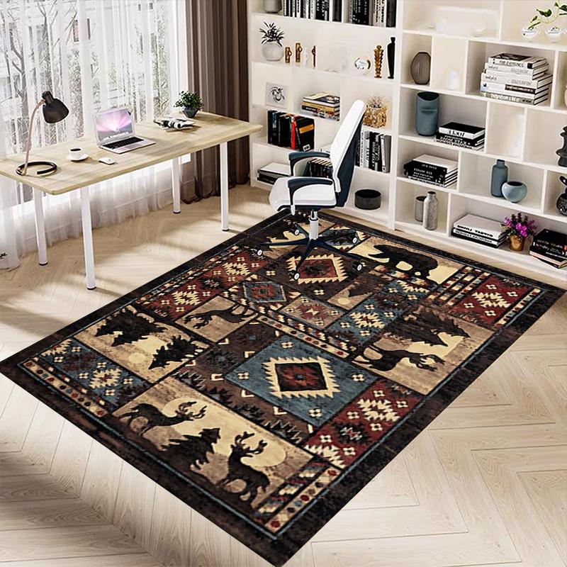 1PC Bear Deer Non-Slip Floor Carpet Compatible for Office&Living Room&Bedroom&Dining room - Flat-Weave Machine-W234