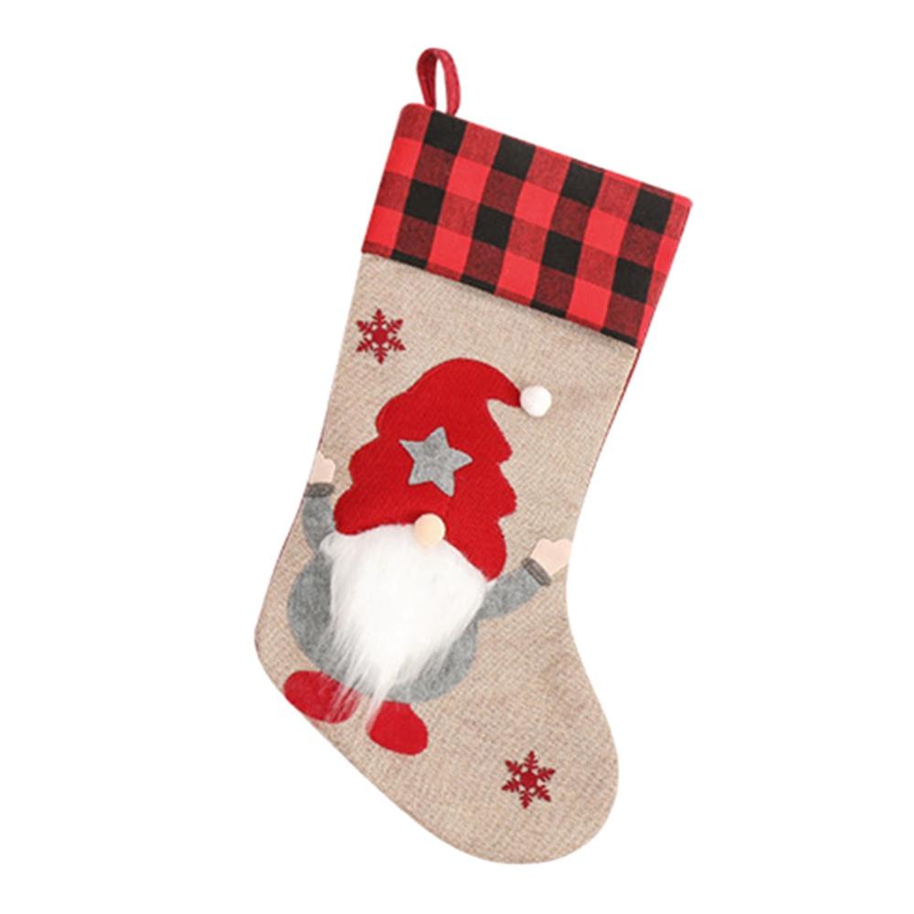 Christmas Stockings with Santa Claus Gnome Decoration Xmas Stockings Gift Bag for Xmas Tree Family Christmas Ornaments