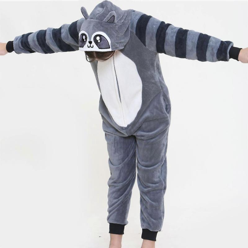 Children's Fleece Pajamas Set - Raccoon Design Winter Sleepwear for Boys & Girls
