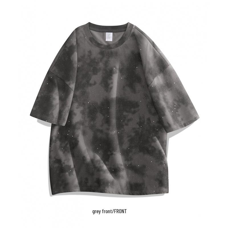 

Винтажная футболка Bright Star с эффектом потертости и батиком - Свободная, с коротким рукавом, со спущенным плечом, из плотного материала, с принтом в виде звезд по всей поверхности. XL (70-92 kg) серый