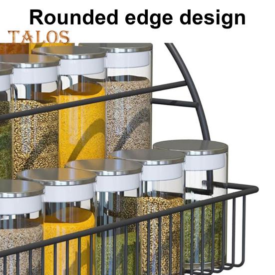 3-Tier Spice Rack Large Capacity Strong Load-bearing Easy To Install Retractable Kitchen Storage Shelf Seasoning Jar Organizer
