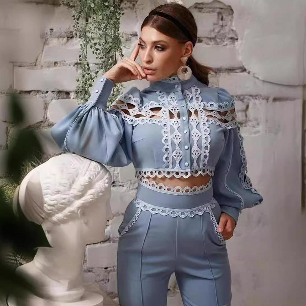 Women's Elegant Lace Slimming Jumpsuit Set