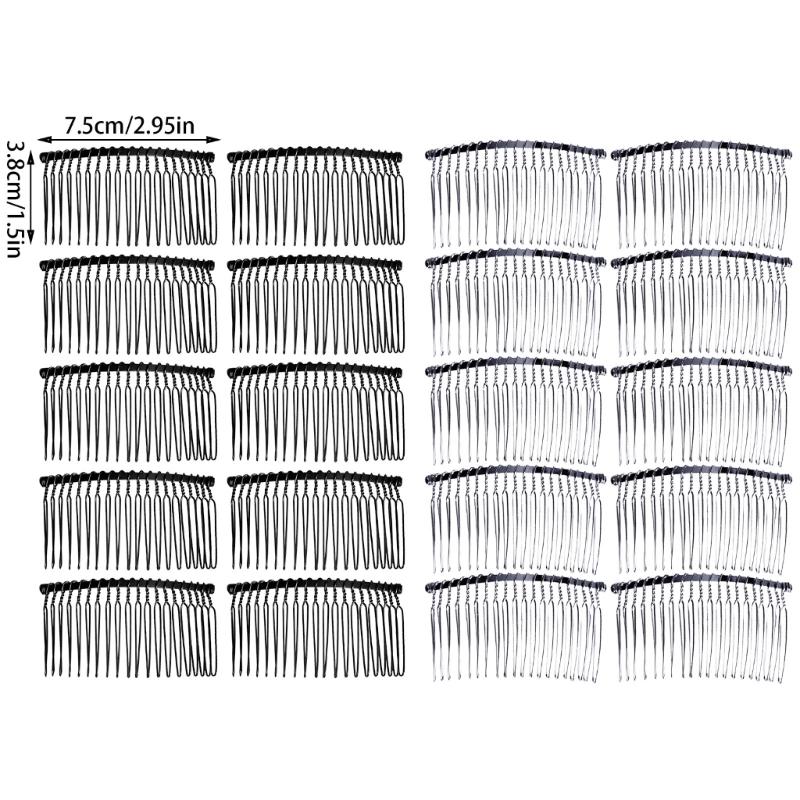 10pack Metal Bridal Wedding Comb Slide Bun Holder Headpieces Clips Grips for Elegant Wedding Accessories