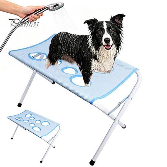 Foldable Pet Bath Stand Dog Grooming Hammock Stand, Cat 8-Hole Small Bathing Assistant Washing Station for Medium Dogs, Nail Trimming And Harness