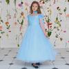 Off-Shoulder Princess Dress with Long Cape for European & American Girls - Fluffy Yarn Catwalk Costume