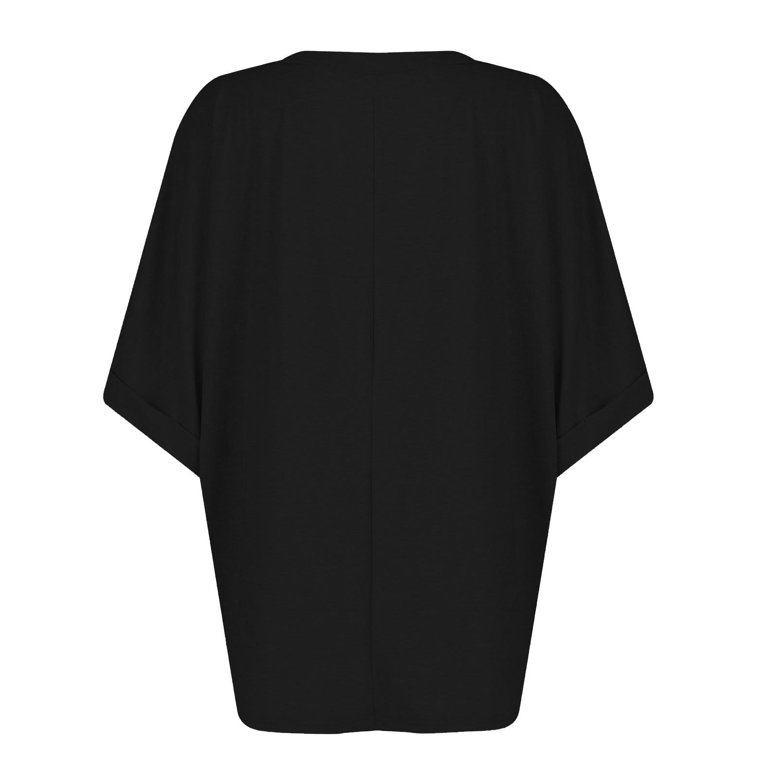 Женская модная однотонная свободная футболка с коротким рукавом — фото 4