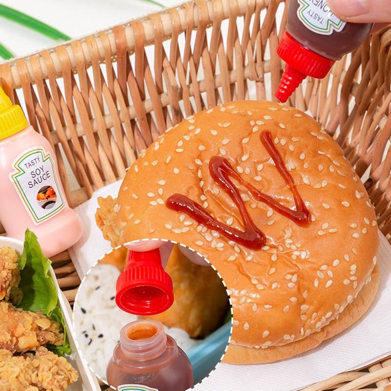 3Pcs/2Pcs Mini Seasoning Sauce Bottle Portable Tomato Ketchup Bottle Salad Dressing Container For Bento Lunch Box Kitchen Jars