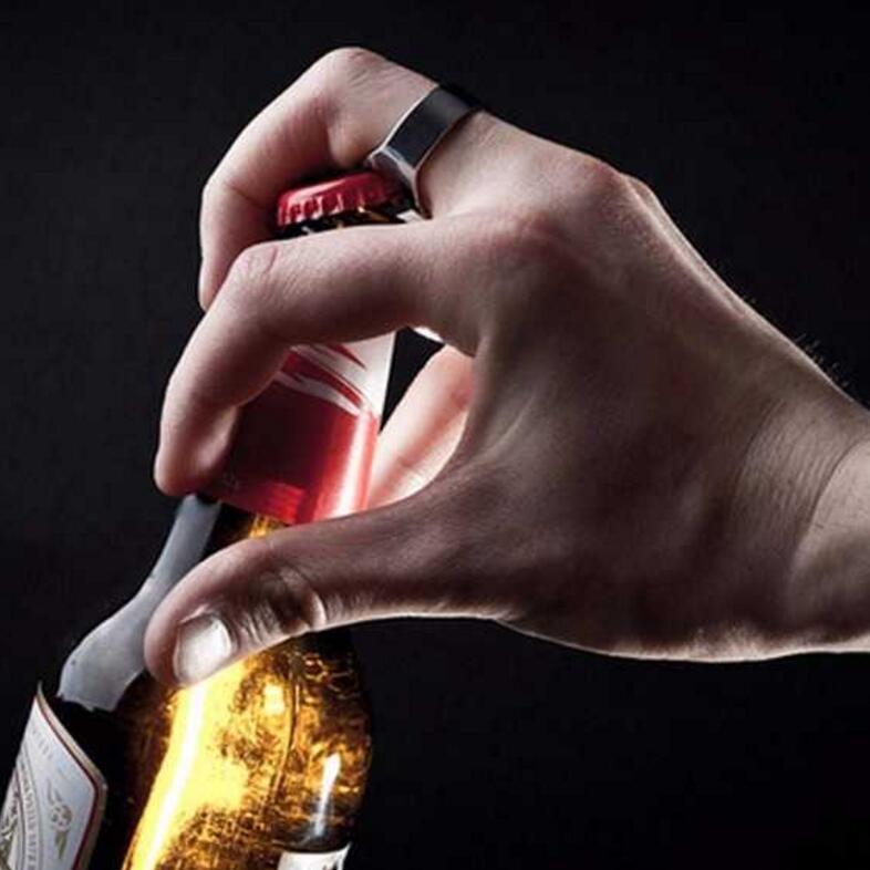 Stainless Steel Hexagonal Thumb Ring Bottle Opener for Men & Women