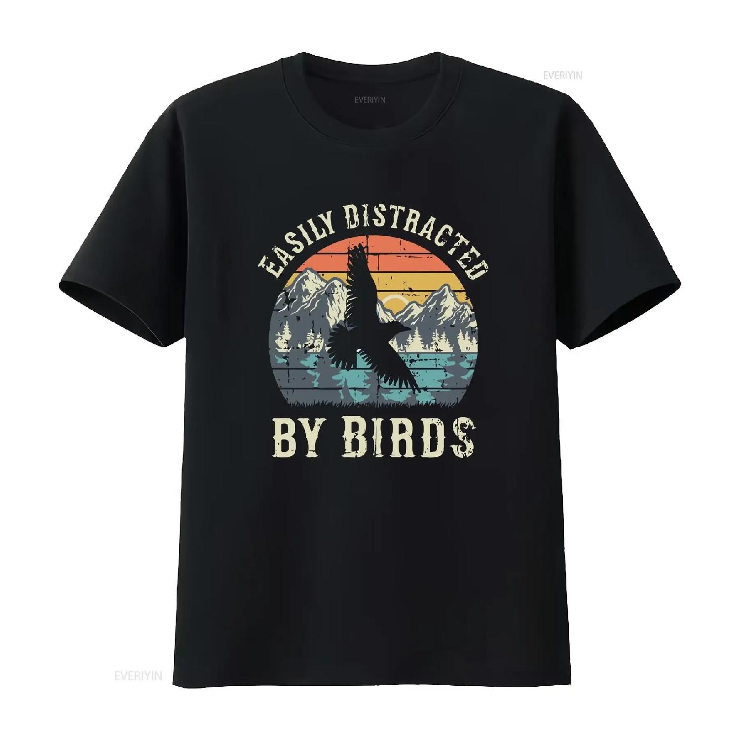 Easily Distracted By Birds t shirts Bird Watching Shirt Birdwatchers Watcher Ornithology birding tees vintage Washed homme S