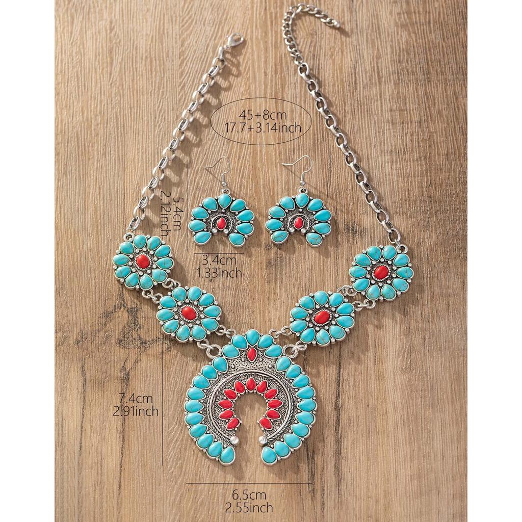 Vintage Turquoise Necklace European and American Exaggerated Personality Bohemian Trend Jewelry