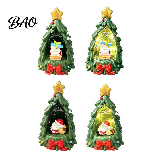 Santa Claus Table Decor Christmas Tree Ornament Lamp, And Golden Star Decor, Unique Presents Durable Resin Decorative Figure for Living Room