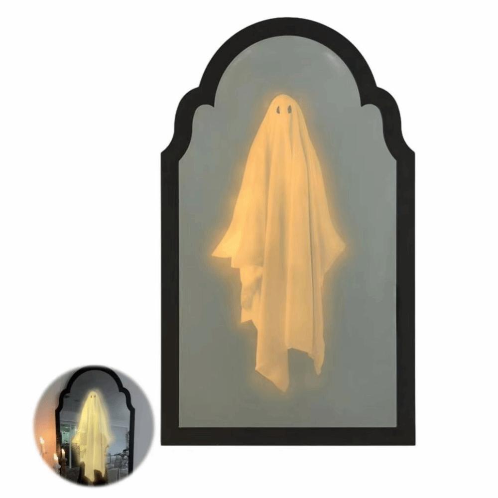 Spooky Halloween Ghost Mirror Creative LED Ghost Mirror Hologram Ghost Mirror  Prank Decor