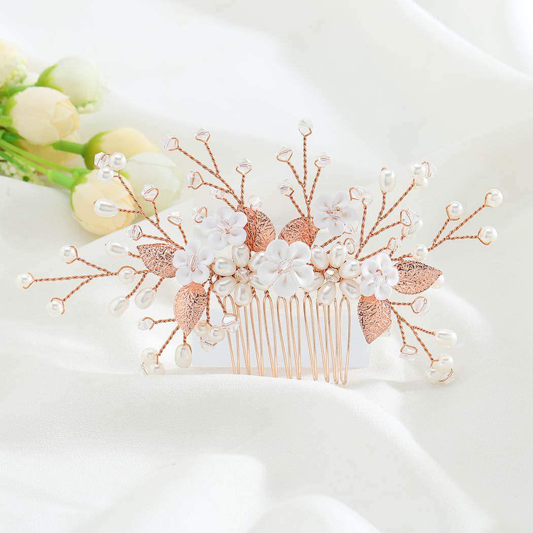 

European & American Bride Crystal Rhinestone Updo Hair Comb Headwear золотой