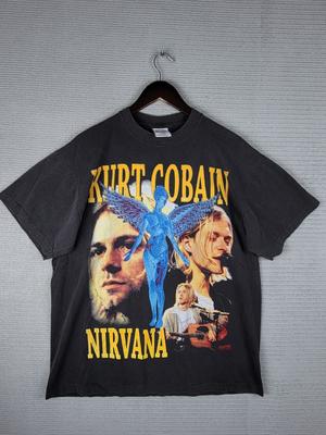 Nirvana Kurt Cobain T-shirt Size XL Double Sided Black Bootleg