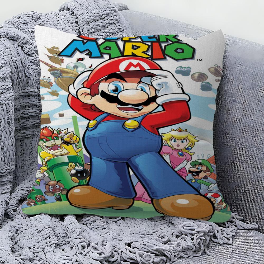 Capa de Almofada Desenho Animado Super M-Marios Fofa Fronha Sala de Estar Sofá Decoração de Casa Personalizado