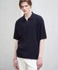 DRAW FIT Ribbed Open Collar Short Sleeve Knit [Navy]