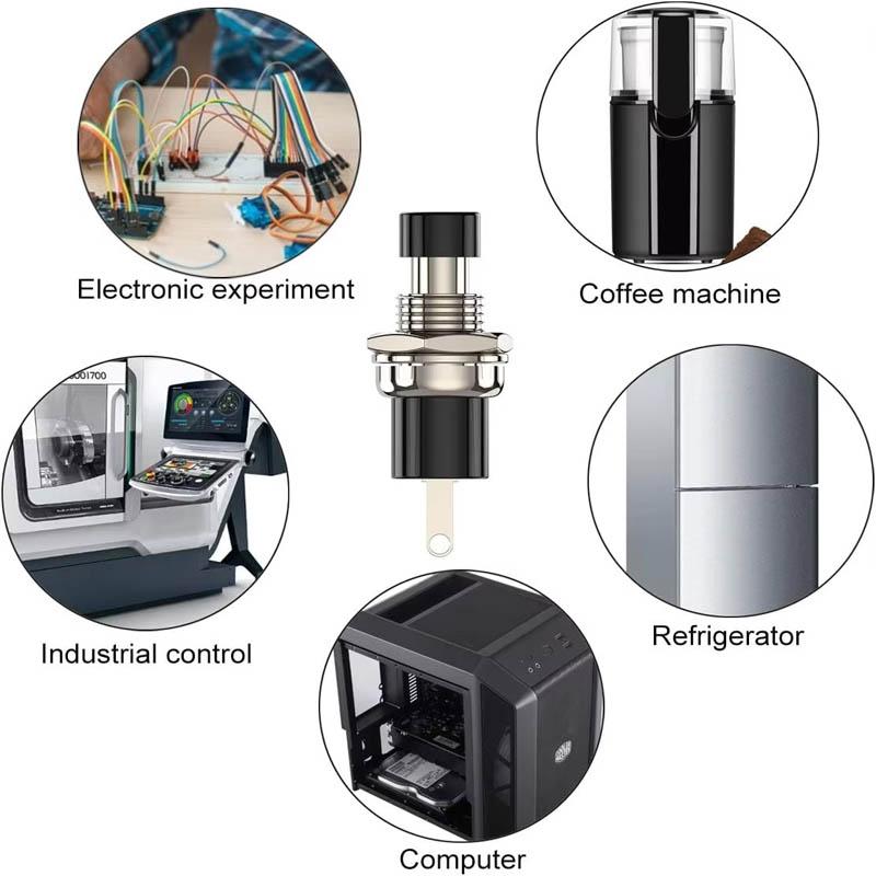 12pcs Momentary Push Button Switch, 1A 250VAC SPST Mini Pushbutton Switches Normally Open(NO) Black & Red Cap