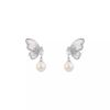 Fashion Elegant Zircon Pearl Crystal Butterfly Dangle Earring Female Light Luxury Temperament Sparkling Stud Earrings For Woman