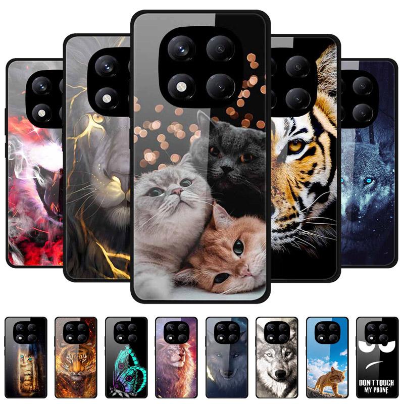 Tempered Glass Phone Case for Redmi Note 14 Pro 4G Cover Lion Wolf Hard Shell for Xiomi Redmi Note14Pro 4G Note 14Pro Cover Cool