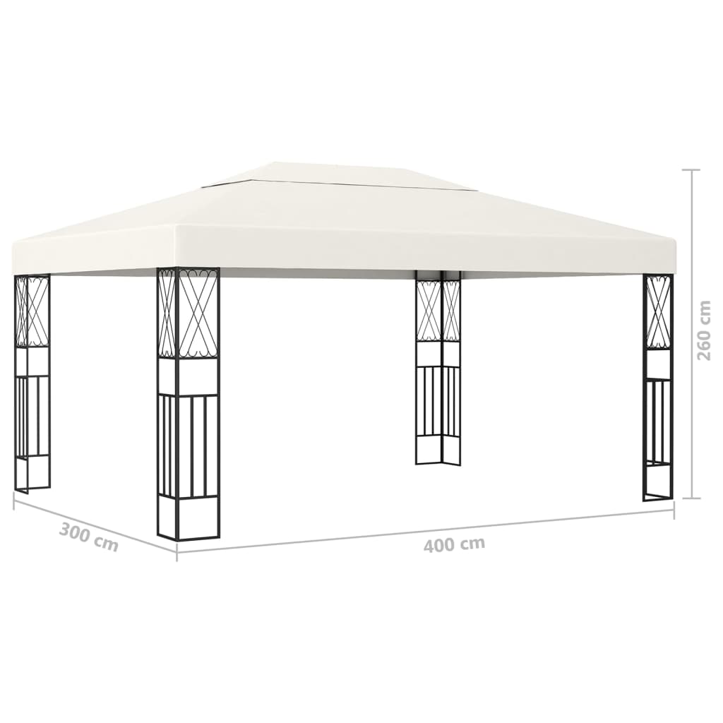 Gazebo with LED String Lights 3x4 M Cream Fabric