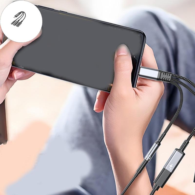 MultiFunction USB C to 3.5mm Headphone &Charging Adapter Cable Supports 3.5mm Headphone OTG Data Transfer PD60W Charging
