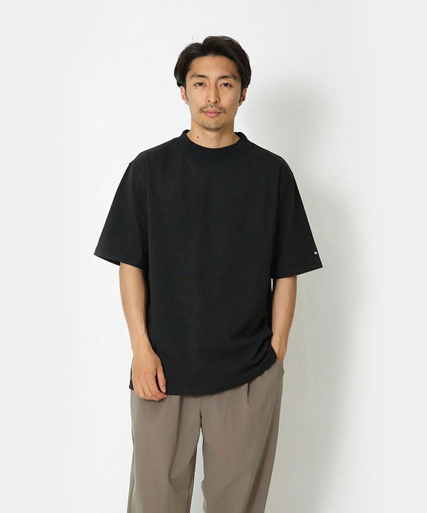 Snow Peak Recycled Cotton Mockneck Size for and Outdoor T-Shirt, XL, BLACK, TS-25SU403 (Suitable Festivals, Camping, Activities)