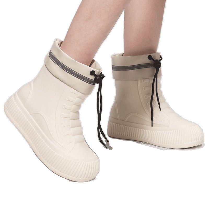 Rain Shoes Women's New Waterproof Fashion Medium Tube Soft Sole Non-slip Rain Boots Bundle Mouth Kitchen Wear Work Rubber Shoes Water Shoes