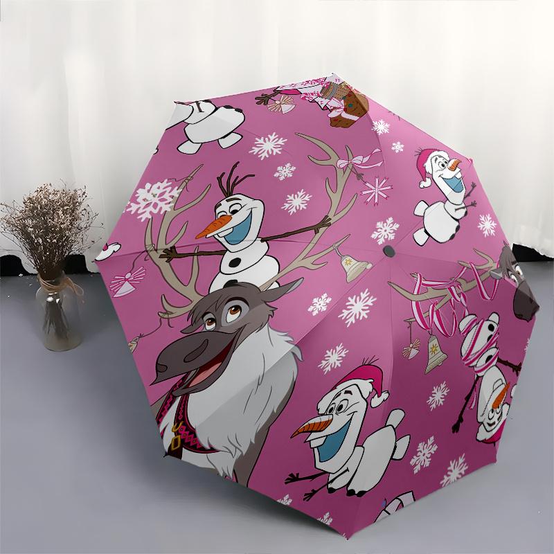 Olaf,Christmas Themed Folding Umbrella, the Best Choice for Gift Giving, 8 Ribs, Casual, Durable, Lightweight and Portable Travel Umbrella,