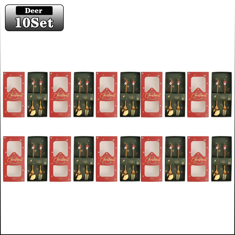 20Sets Christmas Spoon Set Cute Christmas Gift Cutlery Two Sets Father Christmas Doll Dessert Spoon Cutlery Set Christmas