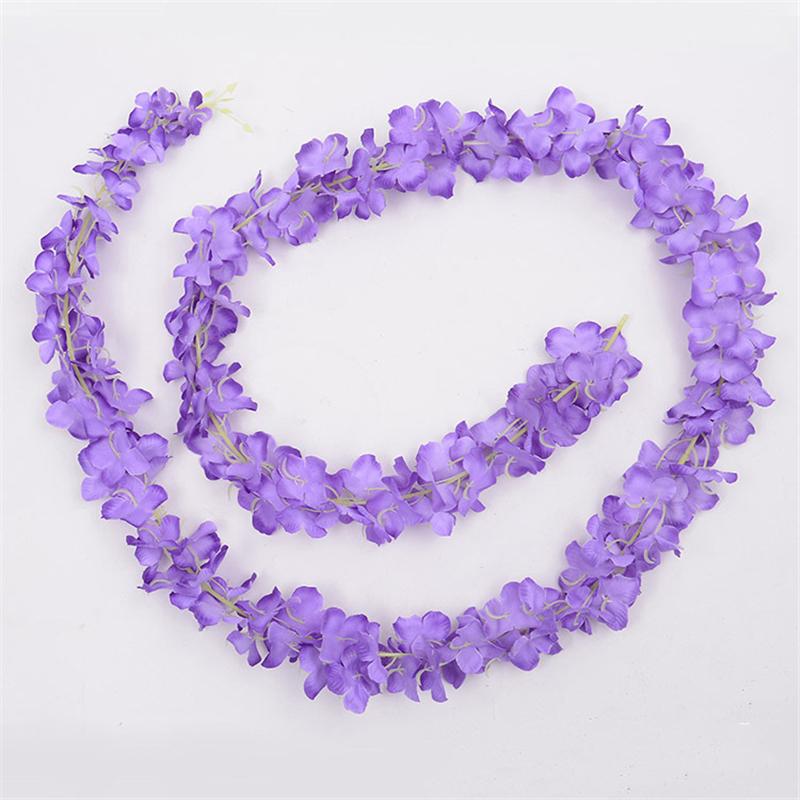 

2 м Искусственная глициния Шелковый Поддельный цветок Плющ Гирлянда Лиана Свадьба Подвесной Лист фиолетовый