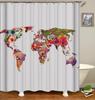 Map Funny Shower Curtains Waterproof Polyester Curtains for Bathrroom 3D Print Customized Bath Screen High Quality