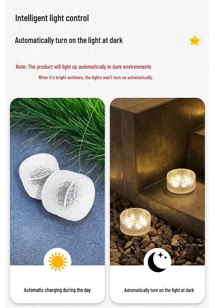 Waterproof Solar Outdoor Villa Courtyard Lamp: Ice Brick Design for Gardens and Balconies