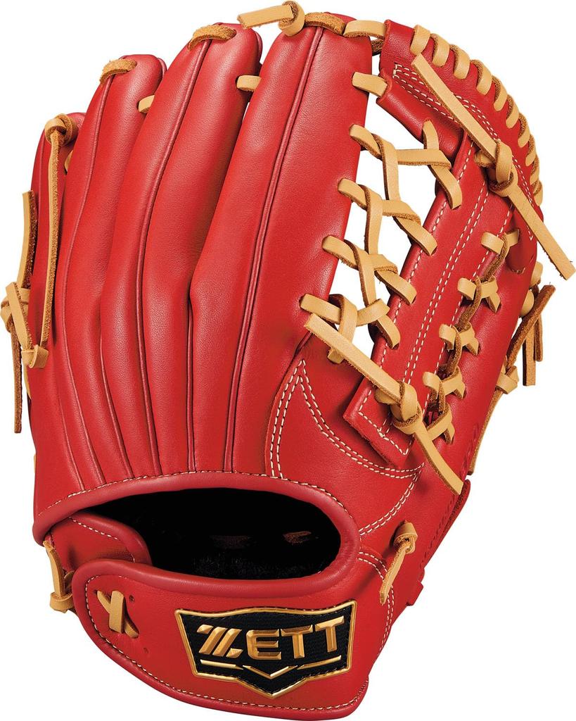 ZETT Youth Baseball Softball Ground Hero Red X Pastel Brown BJGB76545F Glove, All-Around, Left-Handed Throw, (6432), Size M,