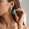 European and American Imitation Turquoise Personalized Stud Earrings Fashionable High-end Glossy Retro Earrings Simple and Versatile Earrings Women