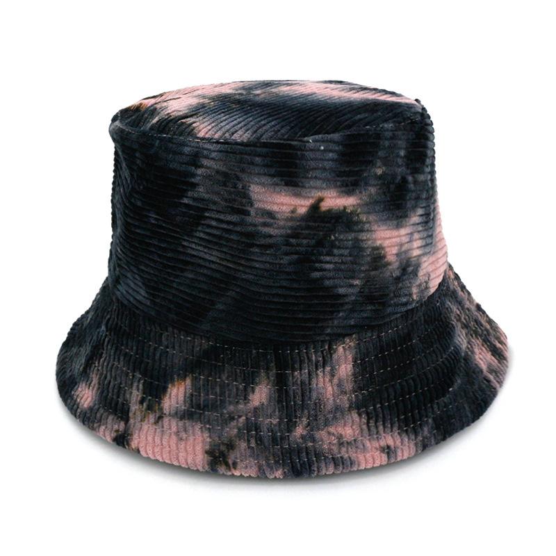 

Autumn and winter new tie-dye corduroy basin hat trend printing bucket hat warm sunscreen fisherman hat M（56-58cm）