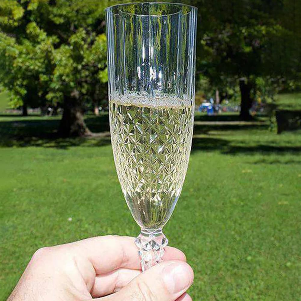 Plastic Wine Goblets Plastic Drinkware Elegant Shatterproof Plastic Champagne Flutes for Weddings for Toasting for Bachelor