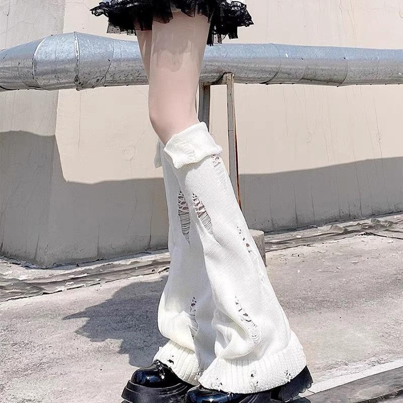 1Pair Cute Lolita Warmer Flared Socks Autumn Winter Calf Gaiter Stylish Leg Warmers Cartoon Solid Color Long Tube Leg Warmer