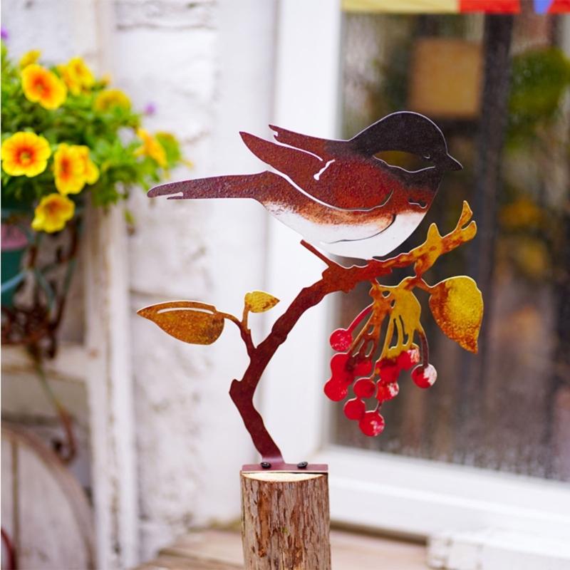 Vogelstatue Gartendekorationen Metall-Gartenvogel Hofdekorationen Outdoor-Vogelskulptur Rasen Metall-Gartenschmuck