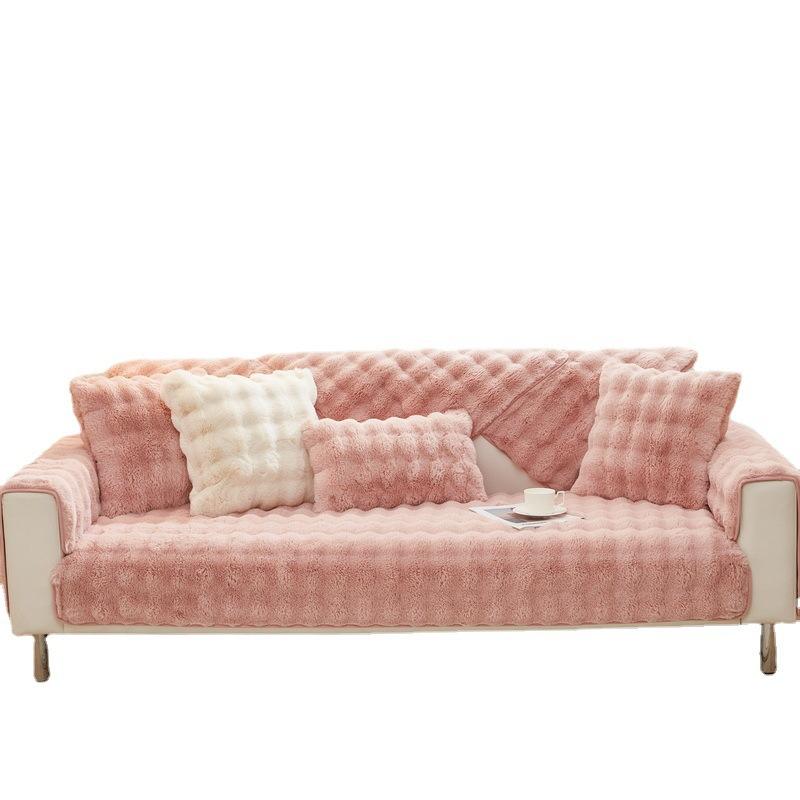 Rabbit Plush Internet Celebrity Sofa Cushion Winter Thickened Plush Seat Cushion Non-Slip Leather Sofa Cover  New Cover Towel