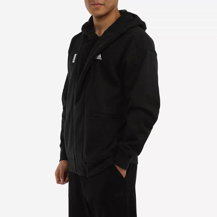 Adidas Logo Sports Hooded Jacket Men Outerwear Black H39296