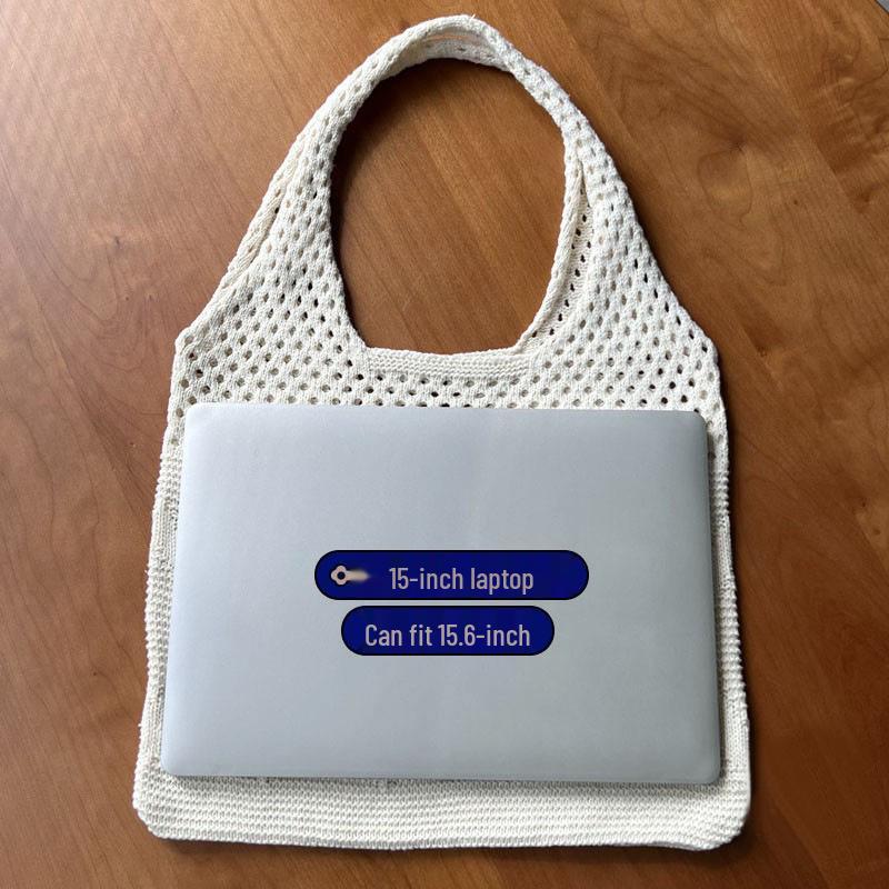 Korean Style Wool Knit Shoulder Bag - Solid Color, Versatile, Literary, and Simple Aesthetic.