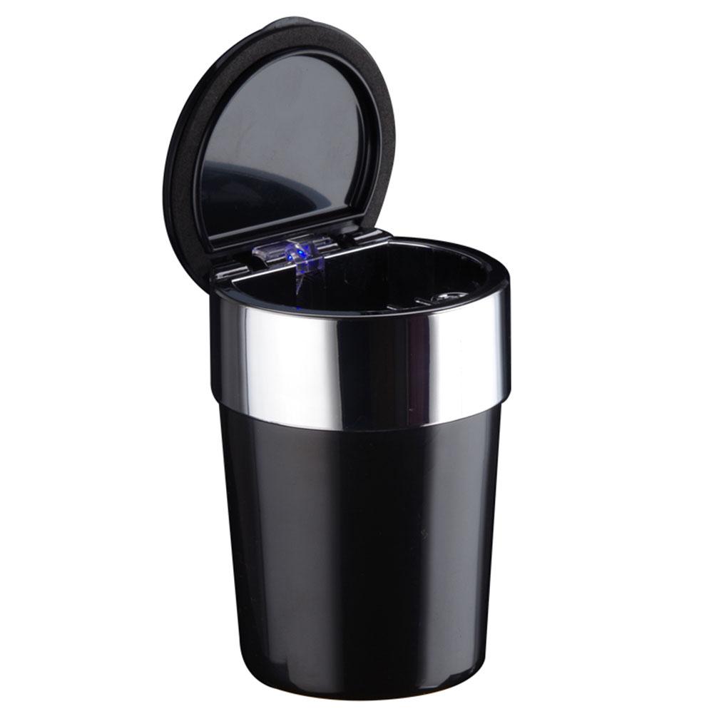 Car Ashtray with Lid Portable Ash Tray with LED Light Cigarette Ashtray Smell Proof with Double Smoke Hole for Car Travel Agency