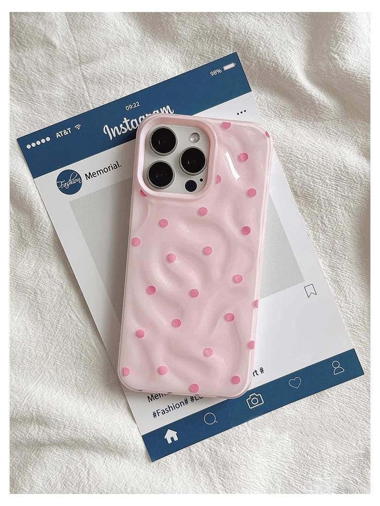 Liebe Polka Dot Falten Textur Handyhüllen Für IPhone 15 16 Pro Max Hülle 13 14 Pro Weiches Silikon Stoßfest Modische Schutzhülle