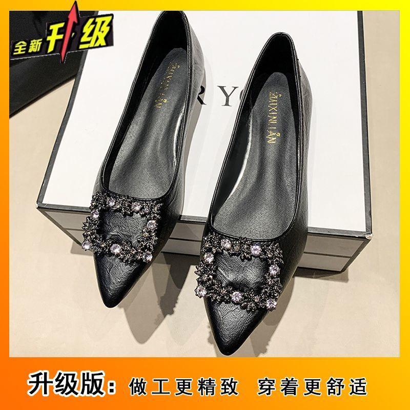 Pointed toe rhinestone single shoes women's fashion and versatile single shoes 2025 spring/summer new French soft-soled shoes for women