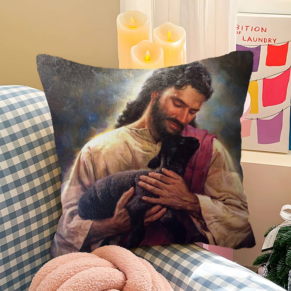 

Cristo Jesus Pillow Covers Cartoon Sofa Decorative Home Double-sided Printing Short Plush Cute Cushion Cover 12x12Inch