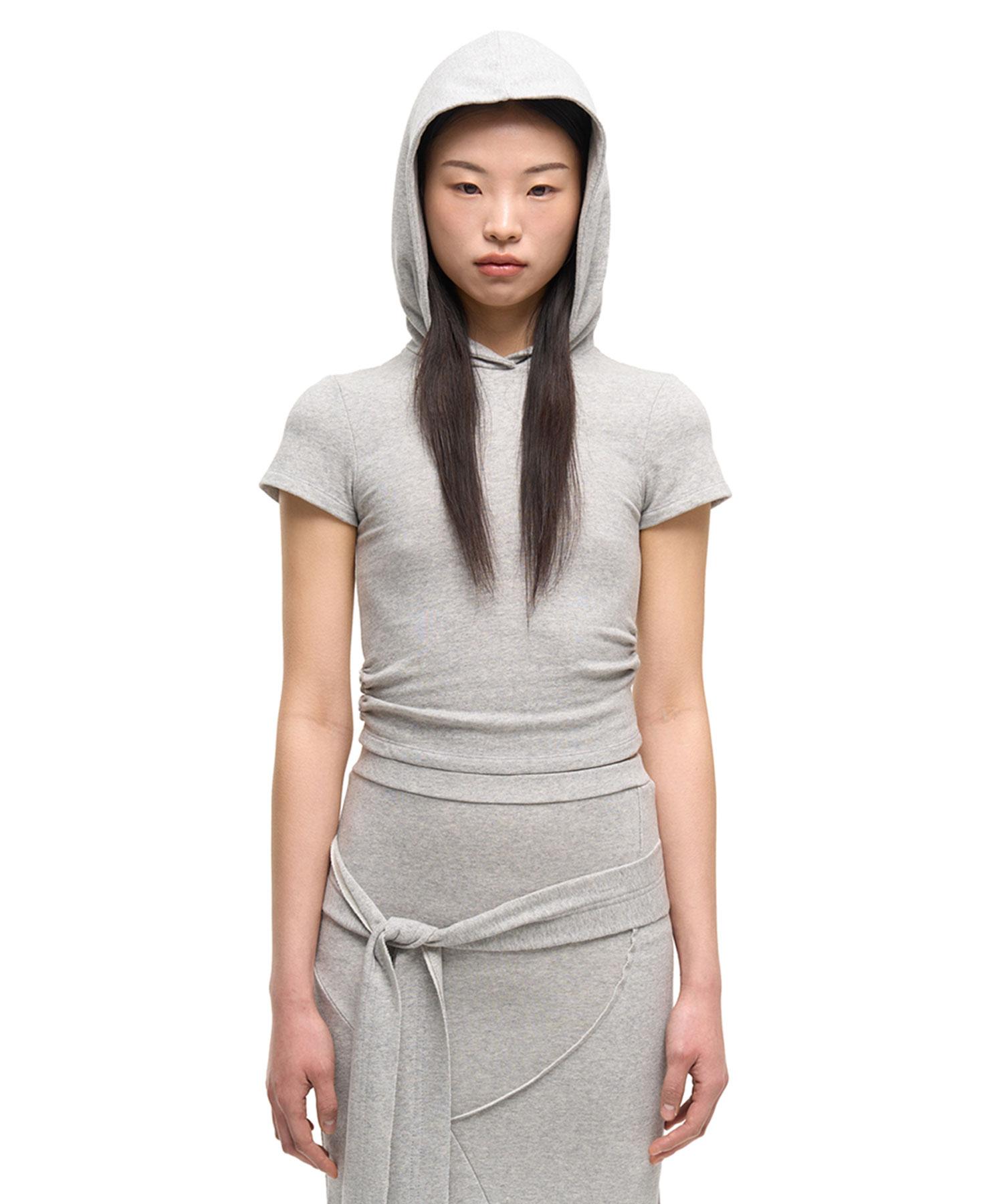 Girls Girls Shirring Hoodie Tee - Gray