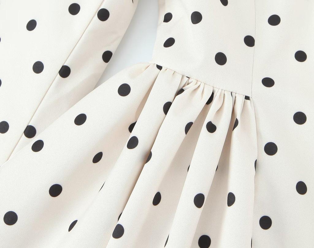 Blazer de Terno Feminino de Bolinhas Dupla Face com Lapela 2025 - Moda Outono/Inverno